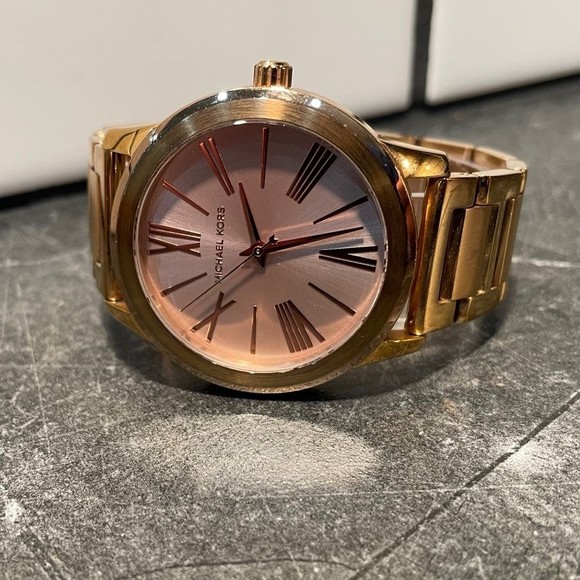 Ladies Copper/Rose Gold Tone Michael Kors Watch with Box - New Battery - Picture 1 of 5